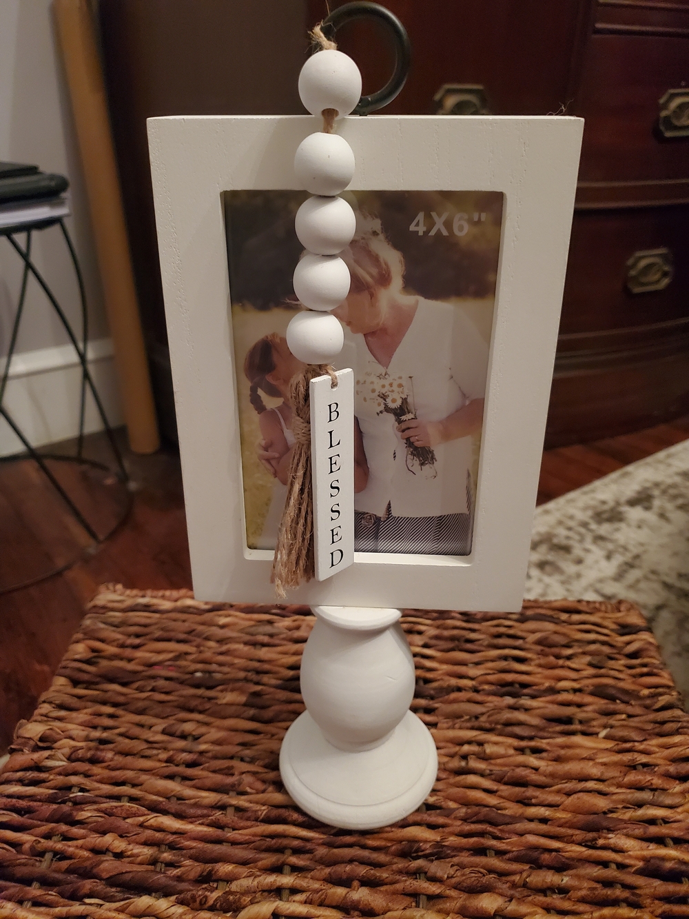 White Blessed Wooden Pedestal Picture Frame -
